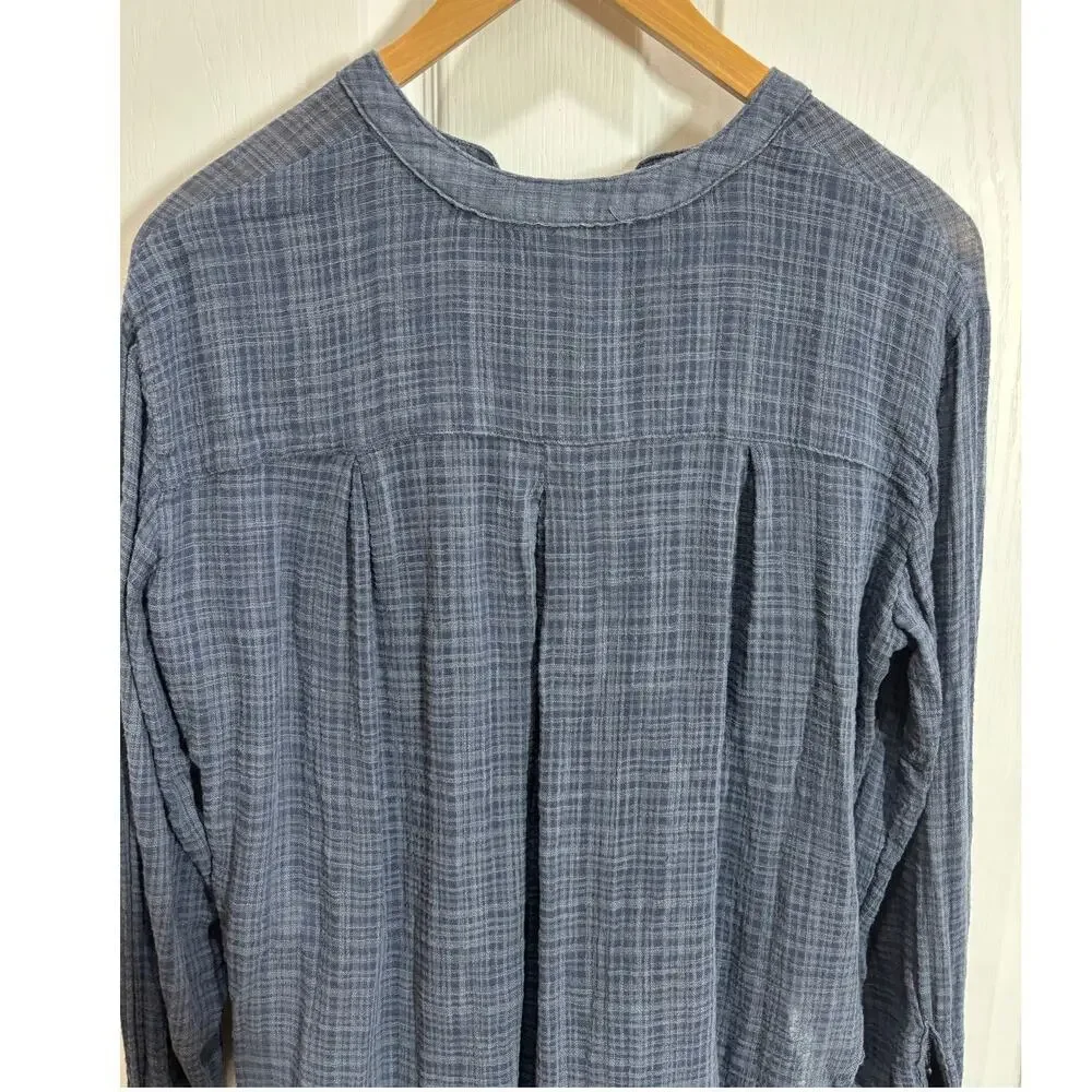 Free People Women S Talk To Me Long Sleeve Frayed Hem Popover lightweight Tunic - Picture 7 of 9